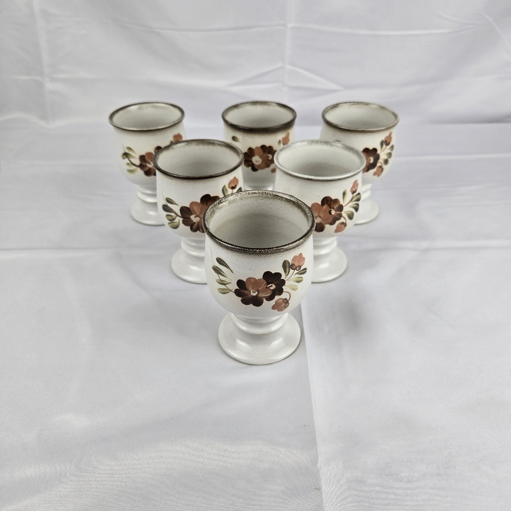 Vintage Denby Langley Serenade Stoneware Goblet Set of 6 Vtg Goblets - Picture 1 of 12